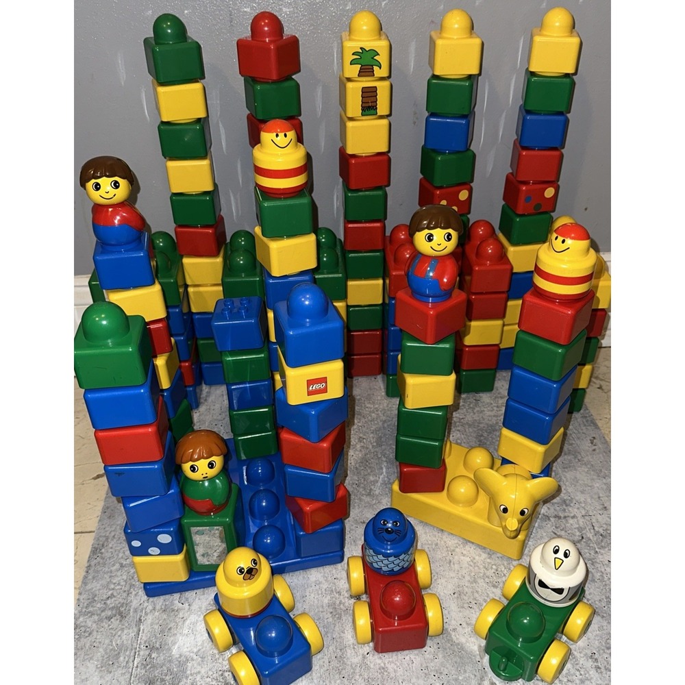 Vintage Lego Duplo Primo Toddler Rattles Cars Elephants People Lot Of 138